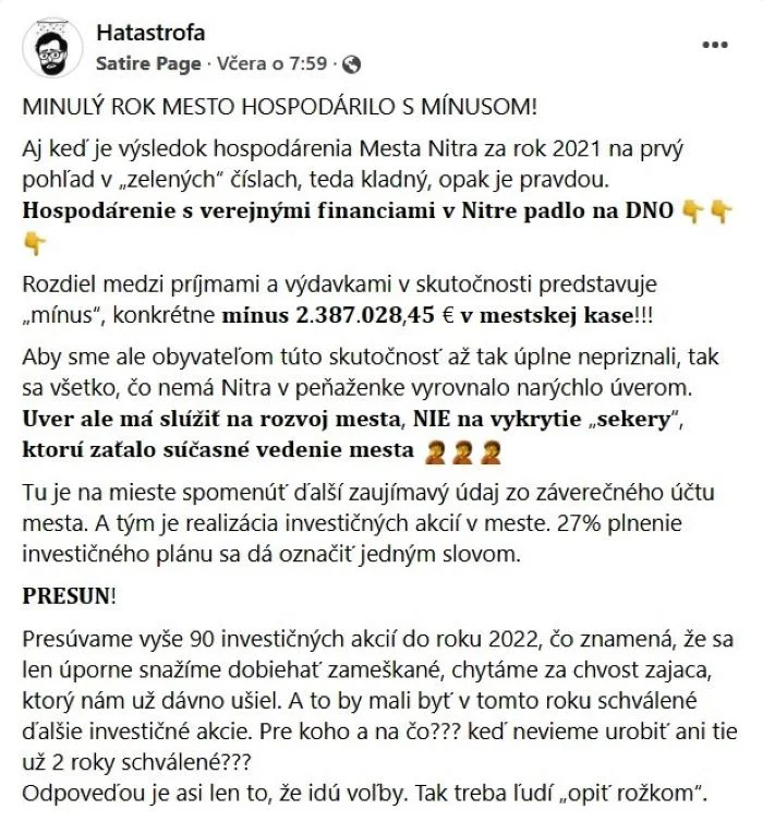 Hatastrofa: Hospodárenie s verejnými financiami v Nitre padlo na dno. Úver si vzalo jej vedenie na vykrytie viac ako dvojmiliónovej sekery