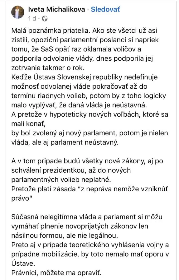 Je súčasná vláda neústavná? Malo by teoretické vyhlásenie mobilizácie oporu v Ústave? Tu je odpoveď