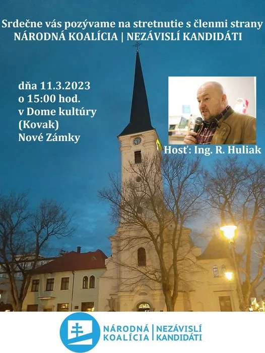 Do Nitry a Nových Zámkov príde Rudolf HULIAK z Národnej koalície